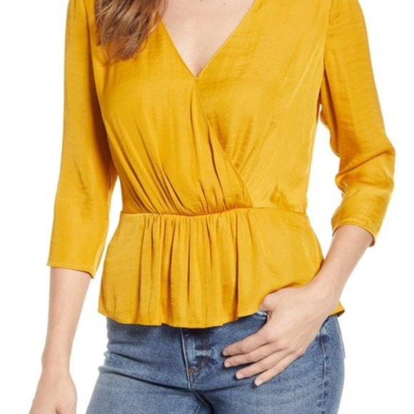 1.State Honey Pot Peplum V-neck Blouse, L - NWT - Picture 2 of 11